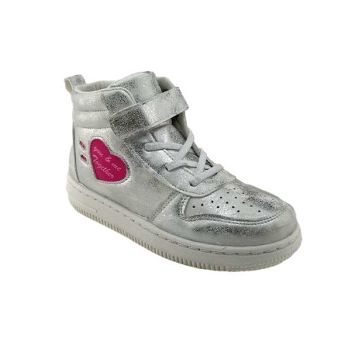 Silver pu bright face love girl high top board shoes