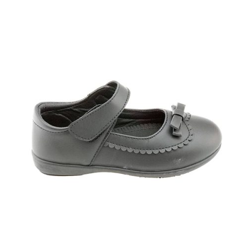 New Design Black Leather Buckle Strap Kids Girls School Shoes