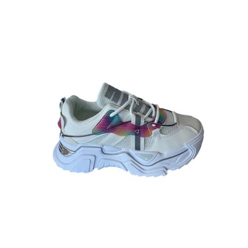 New autumn thick-soled contrast design mesh hollow breathable sports casual shoes