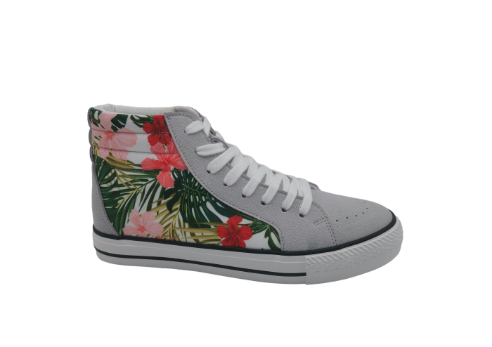 Canvas high top flat printed casual shoes