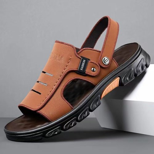 Summer Men's Flat Sandals Waterproof Anti-Slip Beach Soft Sole Breathable Slippers