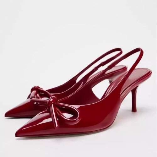 Summer Bowknot Fashion Sandals Open Pointed Toe Single Layer High Heel Women Shoes