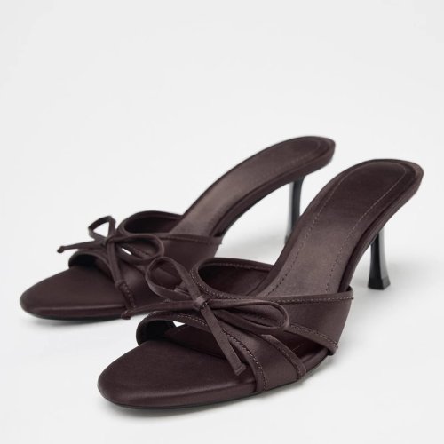 Bow Decoration Ladies Sandals Thin High Heels Women Slippers