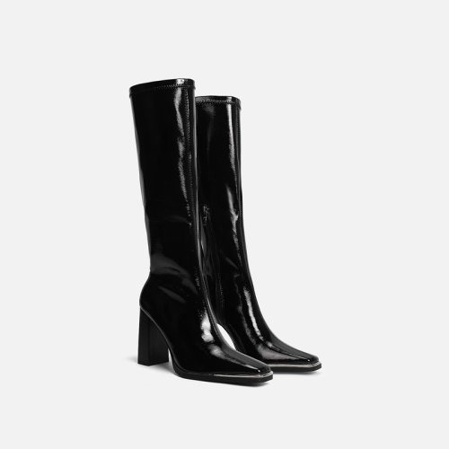 New Pointed High-heeled Knight Boot Retro Not Over the Knee Side Zippers Long