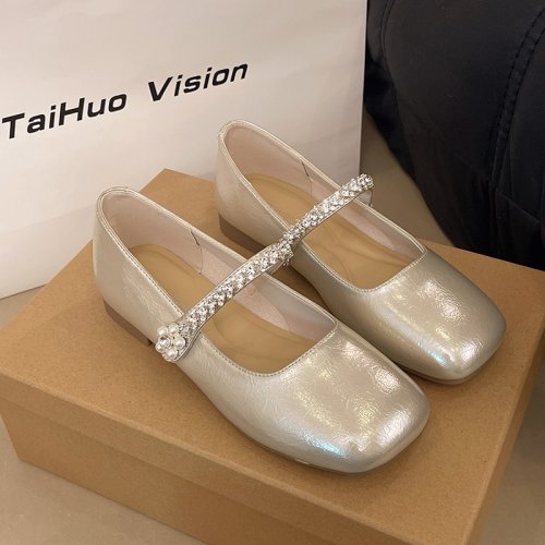 Women Mary Jane Silver Singl Flat Shoes