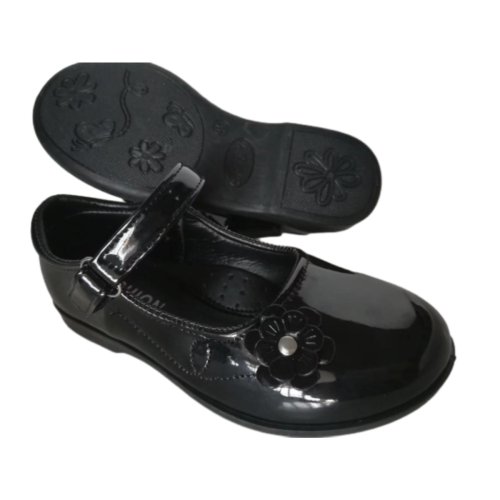 Wholesale School Girls Genuine Leather Black Shoes for School Kids Uniform